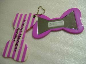  ribbon type hand-mirror sliding type 5.5×10×0.5cm white × purple small size mirror mobile mirror handy mirror 