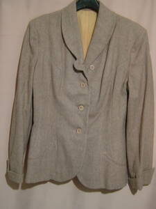 アンティークジャケット　L　グレイッシュピンク　ヘチマカラー　美ライン＆デザイン　昭和の仕立てのよいジャケット