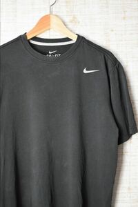 ☆US古着 NIKE ナイキ DRI-FIT スポーツTシャツ 速乾 ブラック黒【L】コットンポリ　　　　　◆2976◆