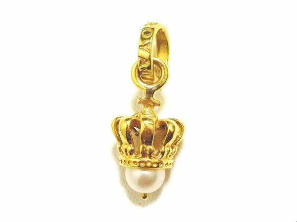 ☆レア K18×パール 本物 正規品 ロイヤルオーダー Tiny Crown w/ Pearl 18K Gold タイニークラウン パール ペンダントトップ☆