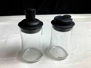 ■ iwaki イワキ 耐熱ガラス 調味料入れ 塩コショウボトル と ふりかけボトル　2点セット　各120mmタイプ