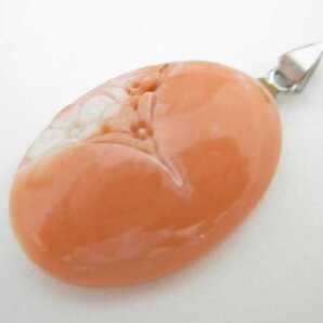 【TOP】桃珊瑚 サンゴ 3.37g ペンダントトップ ルース チャーム 根付 e902.