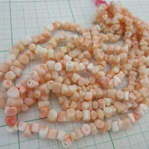 【TOP】桃珊瑚 サンゴ 80.5g 貫通穴ルース セット 羽織紐 ブレスレット ネックレス 根付 j72.