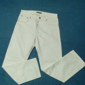 中古 良品★Nudie Jeans ヌーディージーンズ W31 L30 白 オフホワイト ルーズフィット パンツ