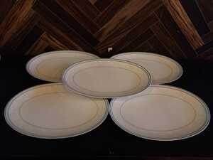 N1392 ノリタケ オーブ 楕円形皿 花 白　盛皿 盛り皿 緑 5枚セット 発送ヤマト80サイズ　札幌