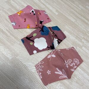 ハンドメイド インナーカバー インナーシート 花柄 猫柄 cat かわいい 春 収納ポケット付きデザイン 3枚セット 立体NO12