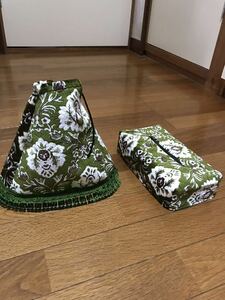 新品　2点セット　新格子グリーン　シフトブーツカバー　ティッシュカバー　金華山　デコトラ レトロ