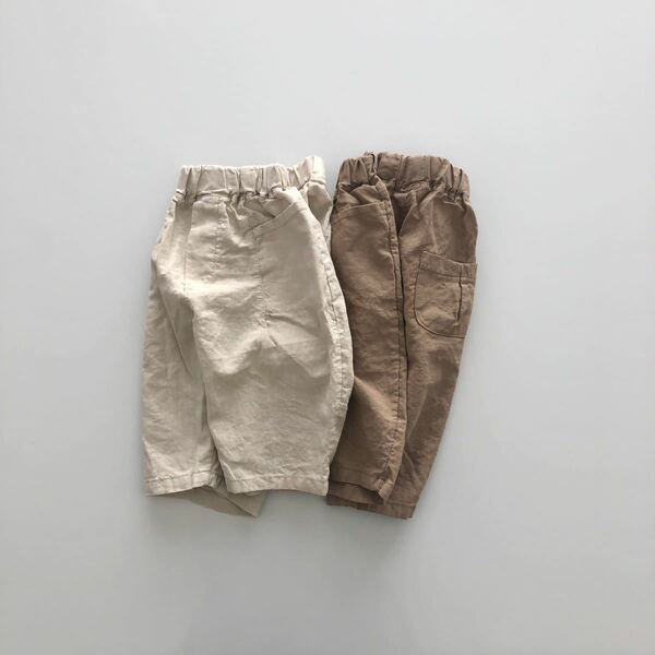 韓国子供服　Almond linen pants キッズパンツ　キッズロングパンツ　キッズリネンパンツ　新品