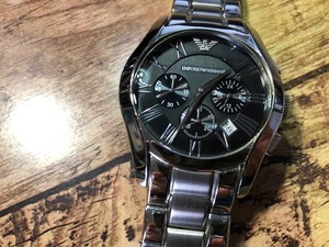 BK041 хорошая вещь EMPORIO ARMANI Emporio Armani AR-0673 хронограф Date серебряный × черный оригинальный breath кварц мужские наручные часы 
