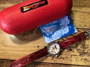 BK044 美品 レア Ritmo Latino リトモラティーノ STELLA ステラ SWISS MADE MILANO デイト 純正赤革ベルト クオーツ ボーイズ 腕時計