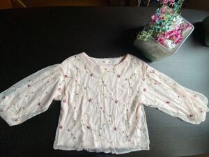  Nice Claup floral print embroidery Fchu-ru manner pink long sleeve cut and sewn small floral print small flower baby pink beautiful goods free size M L spring clothes spring 