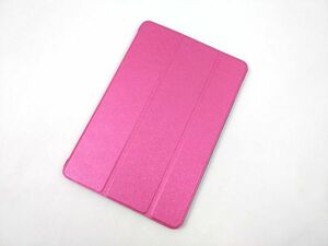 iPad mini4用 カバー PUレザー+ハードケース 三折 薄型 ピンク