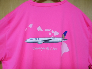 即決　ハワイ　ユナイテッド航空　スタッフ　Ｔシャツ　蛍光ピンク色　ＸＸＬ　ポリ素材