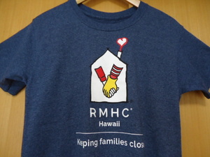 即決　ハワイ　マクドナルド　RMHC　スタッフ　Ｔシャツ　紺色　Ｓ 