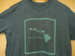 即決　ハワイ　RVCA　Ｔシャツ　ダークグレー色　Ｍ　ハワイ諸島柄 