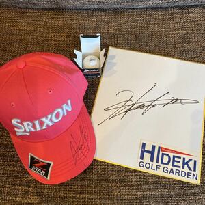 【本日限定SALE】松山英樹　サイン　キャップ　色紙　ゴルフボール　SRIXON ゴルフキャップ 直筆サイン入り スリクソン