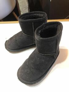 子供 キッズ ムートンブーツ 黒 ブラック 18cm 防寒 雪 靴 ブーツ