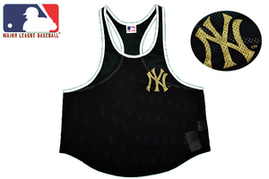 Y-1282* free shipping * new goods *LB-03 MAJOR LEAGUE BASEBALL MLB New York yan Keith * black black color mesh tank top free size 