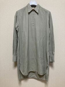 50's 60's ヨーロッパヴィンテージ BERLIN ハーフジップ プルオーバー ワークシャツ グランパシャツ ロングシャツ マチ付き 40 グレー