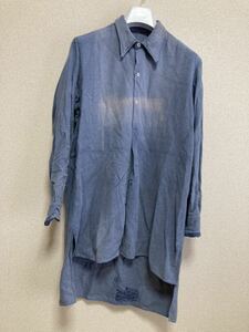 40's 50's ヨーロッパヴィンテージ プルオーバー シャツ グランパシャツ ロングシャツ 長袖シャツ ワークシャツ 刺子