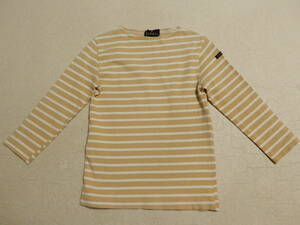 [ free shipping ] Le Minor :Leminor: France made! cotton 100%: white × beige : border : bus k shirt * size 0