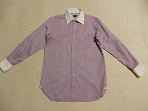 「送料無料」ハロッズ：Harrods：日本製♪コットン100％：うす紫＋衿＆カフスは無地：白シャツ＊サイズ38＝1：ワールド発