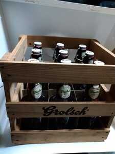 超！大珍品！grolsch！ビール！空瓶!当時物!昭和レトロ！箱入り！セット！インテリア！ディスプレイ！オランダ！アルコールグッズ