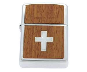 【未使用展示品】ZIPPO ライター 木張り ウッド クロス 十字架①