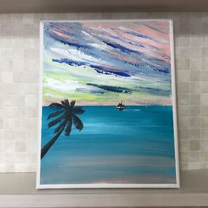 絵画 ヤシの木と海