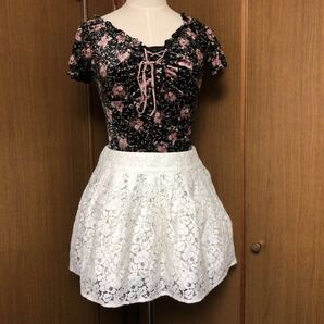 オゾック ふわふわ 総レース ミニスカート OZOC 総レース レース ペチコート付き
