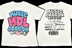 Y-1236★送料無料★激レア MDL MUSIC DRAGON LIVE TELEVISION 2013年 ミュージックドラゴン★ホワイト白色 半袖 ライブ T-シャツ Ｍ