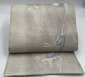 中古品　正絹　夏物　袋帯　絽織　引箔　西陣　六通柄　きもの　帯　32206 t