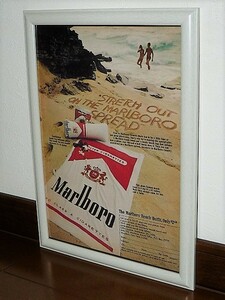 1970年 USA '70s 洋書雑誌広告 額装品 Marlboro ”The Marlboro Beach Outfit.” マルボロ タバコ ( A4サイズ )