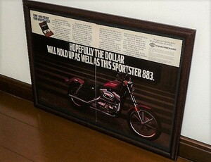 1987年 USA '80s 洋書雑誌広告 額装品 Harley-Davidson Sportster XLH883 ハーレーダビッドソン スポーツスター ( A3size・A3サイズ ) 