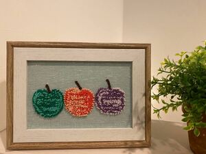 ファブリック フレーム 刺繍シリーズ 北欧 モコモコ Apple