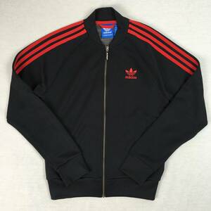 【美品】adidas Originals アディダス オリジナルス スーパースター SST AX6975 ジャージ トラックトップ ブラック/レッド Mサイズ 三本線