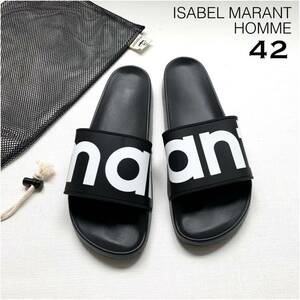  новый товар стандартный i The bell ma Ran ISABEL MARANT Logo пляж скользящий сандалии 42.2.42 десять тысяч мужской чёрный черный 27. шлепанцы для душа бесплатная доставка 