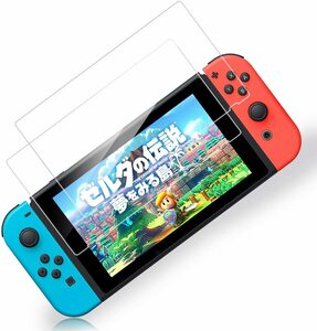 2枚入り Nintendo Switch用 保護 ガラスフィルム 任天堂ニンテンドー スイッチ 強靭9H 0.3mm 指紋防止 貼付道具付 ピタ貼り 気泡防止 極薄