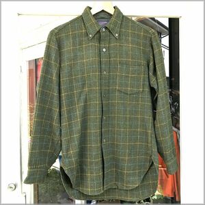 ★ペンドルトン　60s 70s　状態良好　長袖　３点留め　ボタンダウン　ウールシャツ　size M★ ビンテージ USA製