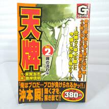 597 ★【レア中古】画/嶺岸信明 作/来賀友志 - 天牌 Vol.2 牌の流れ編 コンビニ本 Gコミックス 日本文芸社 ★_画像1