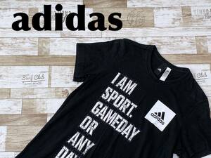 ☆送料無料☆ adidas アディダス 古着 半袖 ロゴプリント Tシャツ メンズ M ブラック トップス 中古 即決