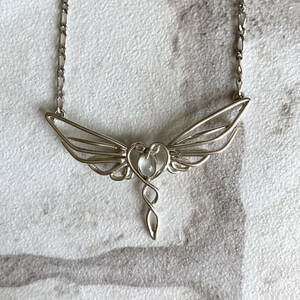  necklace hand made angel. feather blue moonstone silver silver skill 
