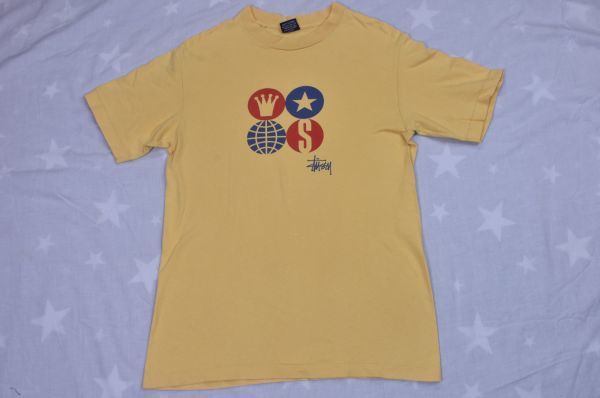 80s USA製 OLD STUSSY ステューシー マイク柄 ビンテージ 半袖シャツ 