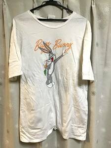 良品【ZARA TRAFALUC/ザラ】LOONEY TUNES★半袖Tシャツ/S★ホワイト★バックスバニー★オーバーサイズ★レディース★USED