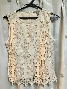 美品【H＆M/エイチアンドエム】レースタンクトップ/S★アイボリー★レディース★USED