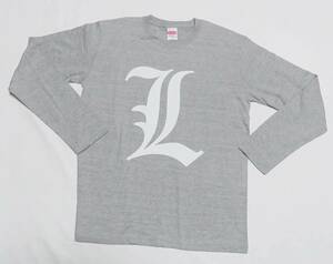 頭文字エル/イニシャルL/長袖TシャツロTグレーM