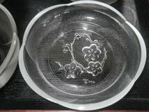 ◆梅【ガラス皿／５客　＆　ガラス鉢／５客】◆各５ヶセット　計１０ヶ　未使用_画像7