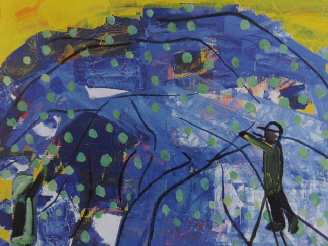Hiroshi Okano, [Sommerobstgarten], Aus einer seltenen Sammlung von Rahmenkunst, Neuer Rahmen inklusive, In guter Kondition, Porto inklusive, Malerei, Ölgemälde, Natur, Landschaftsmalerei