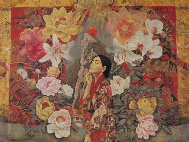 Kyosuke Chinai, [Inflorescence florale : mettons les voiles maintenant], Provenant d'une rare collection d'art encadrant, Nouveau cadre inclus, En bonne condition, frais de port inclus, Peinture, Peinture à l'huile, Portraits