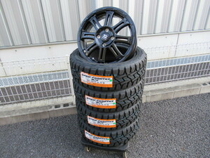 COSMIC X BLOOD XB01 15x4.5 +43 4-100 サテンブラック TOYO OPEN COUNTRY R/T 165/60R15セット フレアクロスオーバー ソリオ ハスラー